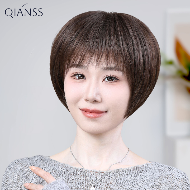 中老年妈妈短发波波头整顶假发