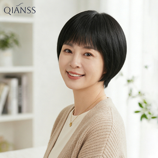 假发全头套女真人发丝短发日常波波头假发妈妈款中年女士真发减龄