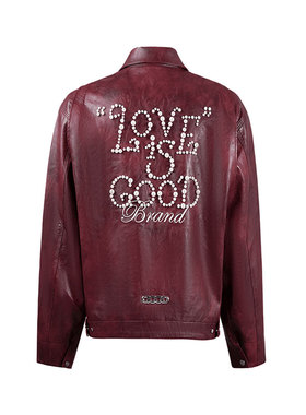 【官方正品】GOODBRAND 珍珠爵士夹克领宽松皮衣外套  男女同款