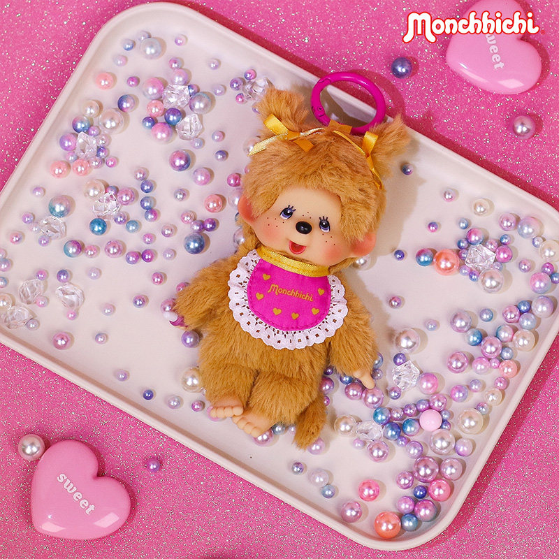 Monchhichi 金毛羊角辫女孩蒙奇奇包挂件钥匙扣日本正品