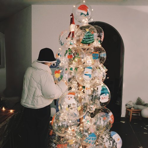 发光圣诞树气球客厅装饰摆件波波球diy材料包圣诞树装饰场景布置