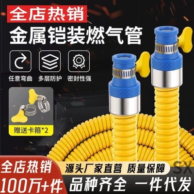 家用燃气管软管天然气热水器灶金属防爆液化气煤气防鼠咬专用管道