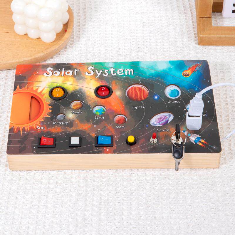 MONTESSORI EARLY EDUCATION CHILDRENS BUSY BOARD LED LUMINOUS UNLOCKING ELECTRONIC SCIENCE AND EDUCATION EDUCATIONAL CROSS-BORDER TOYS WOODEN TOYS