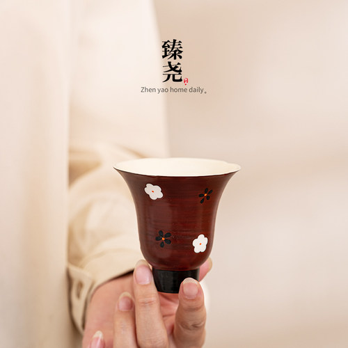 手绘山楂红品茗杯单杯臻尧