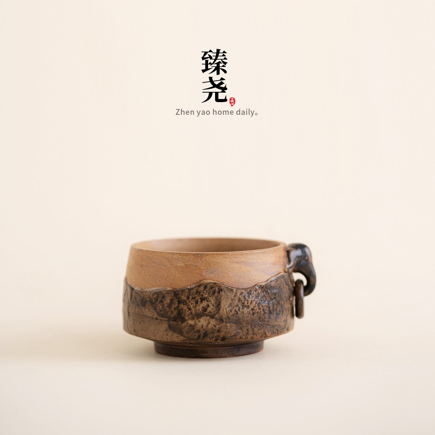 复古手工粗陶茶杯陶瓷主人杯