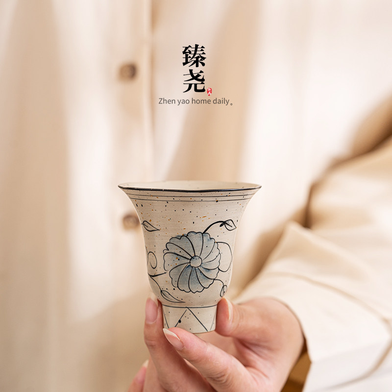 纯手绘陶瓷美人杯中式陶瓷功夫茶具家用个人专用主人杯高档喝茶杯,餐饮具,茶杯,淘宝优惠券,粉丝福利购,淘宝优惠卷