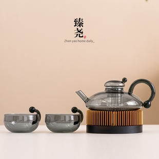 暖茶炉茶壶底座温茶器蜡烛加热家用水果花茶保温茶壶煮茶器 中式