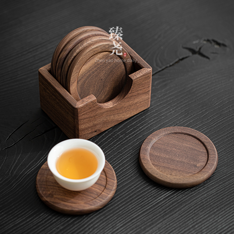 轻奢胡桃木杯垫实木茶托防烫垫
