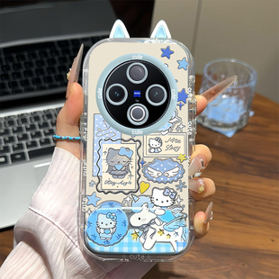 适用vivoY500手机壳Y300T独角兽KT猫Y200i可爱卡通y100女新款 创意公仔y77e镜面支架y76s软壳 vivo全包防摔y78