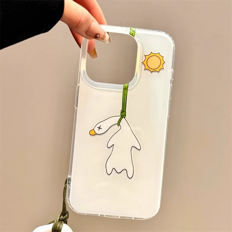 适用苹果16Promax新款手机壳iPhone15创意14烤鸭13挂绳12恶搞11软ip8透明7plus防摔6s大孔x超火苹果xsmax外壳