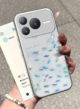 鎏金小鱼适用荣耀POWER2手机壳GTPro高级感新款女honor荣耀Magic8全包防摔7/6液态玻璃5Pro烫金渐变4/3保护套