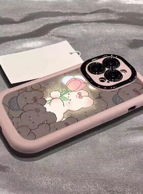 华为Pura70手机壳mate60玫瑰小兔p50可爱卡通小清新mt40新款泡芙壳30pro全包女款nova12防滑防摔11se超薄软壳