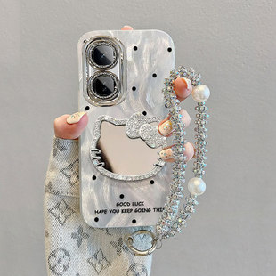 适用iQOONeo10手机壳neo11波点化妆镜10Pro icoo爱酷neo9全包防摔8带手链7镜头膜6se网红爆款 个性 高级感女款