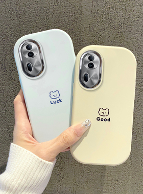 OPPOreno11手机壳液态硅胶reno12超薄散热10pro全包防摔k9s高级感Find X7可爱卡通小熊a97夏天a58软a1pro外壳