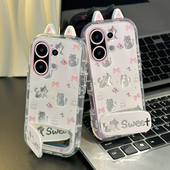 适用vivoS30手机壳S20猫咪蝴蝶结S19Pro公仔挂绳S18e可爱卡通s17网红爆款 s16高级感s15少女心s12新款 s10软壳