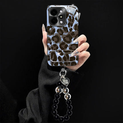 适用OPPOReno14手机壳Reno13棕蓝豹纹12Pro轻奢高级11时尚爆款10女款reno9镜面支架8带手炼7全包6防摔OPPO套