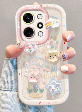 适用OPPOReno14手机壳Reno13立体兔子小熊12Pro全包防摔带挂绳11新女款10高级感reno9可爱卡通8/7透明泡芙壳