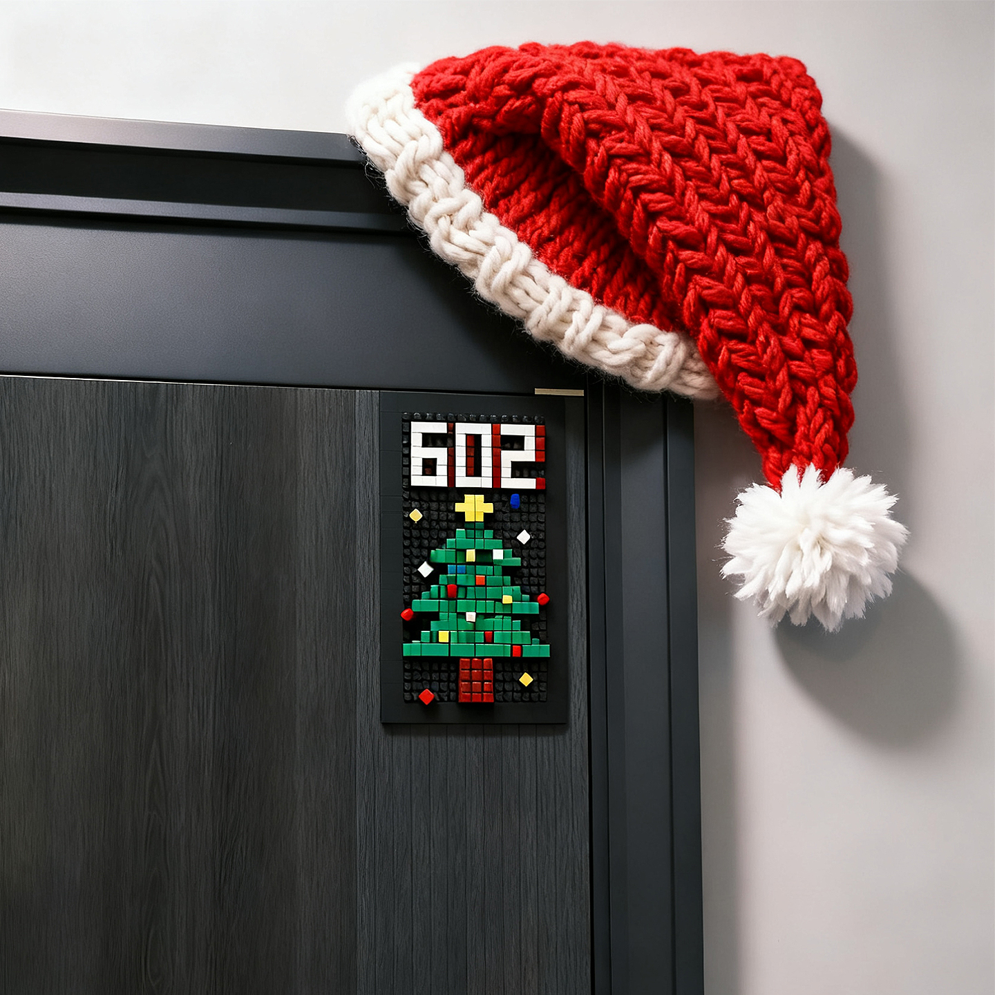 圣诞树入户门门牌装饰挂饰圣诞节家用手工diy积木数字号码标识牌