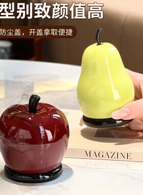 Muen原创设计款高颜值苹果牙签罐苹果牙线棉签收纳盒装饰摆件礼物