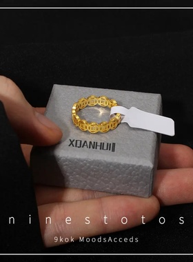 钛钢金色素圈情侣对戒