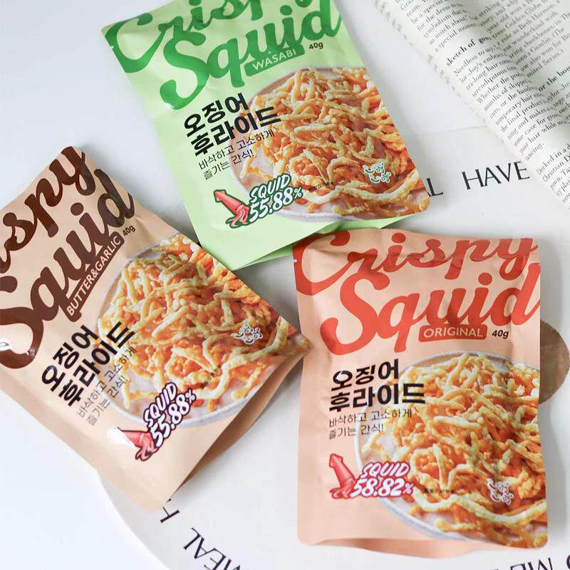 一叮一叮油炸鱿鱼丝小包装韩国同款芥末蒜香原味零食袋装脆条酥炸