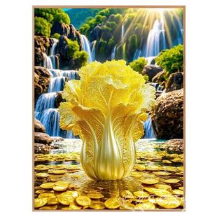 百财纳福十字绣2025新款 线绣客厅富贵大白菜刺绣小件钻石画5d手工