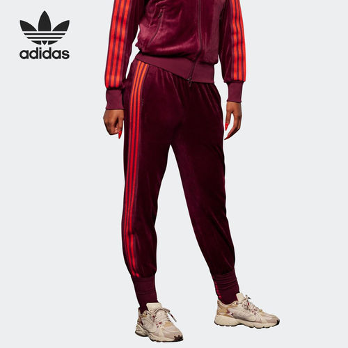 Adidas阿迪达斯正品男女同款条纹直筒加绒运动休闲运动裤HN0306