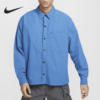 Nike/耐克正品春季新款男士简约翻领梭织长袖衬衫DX0206-402