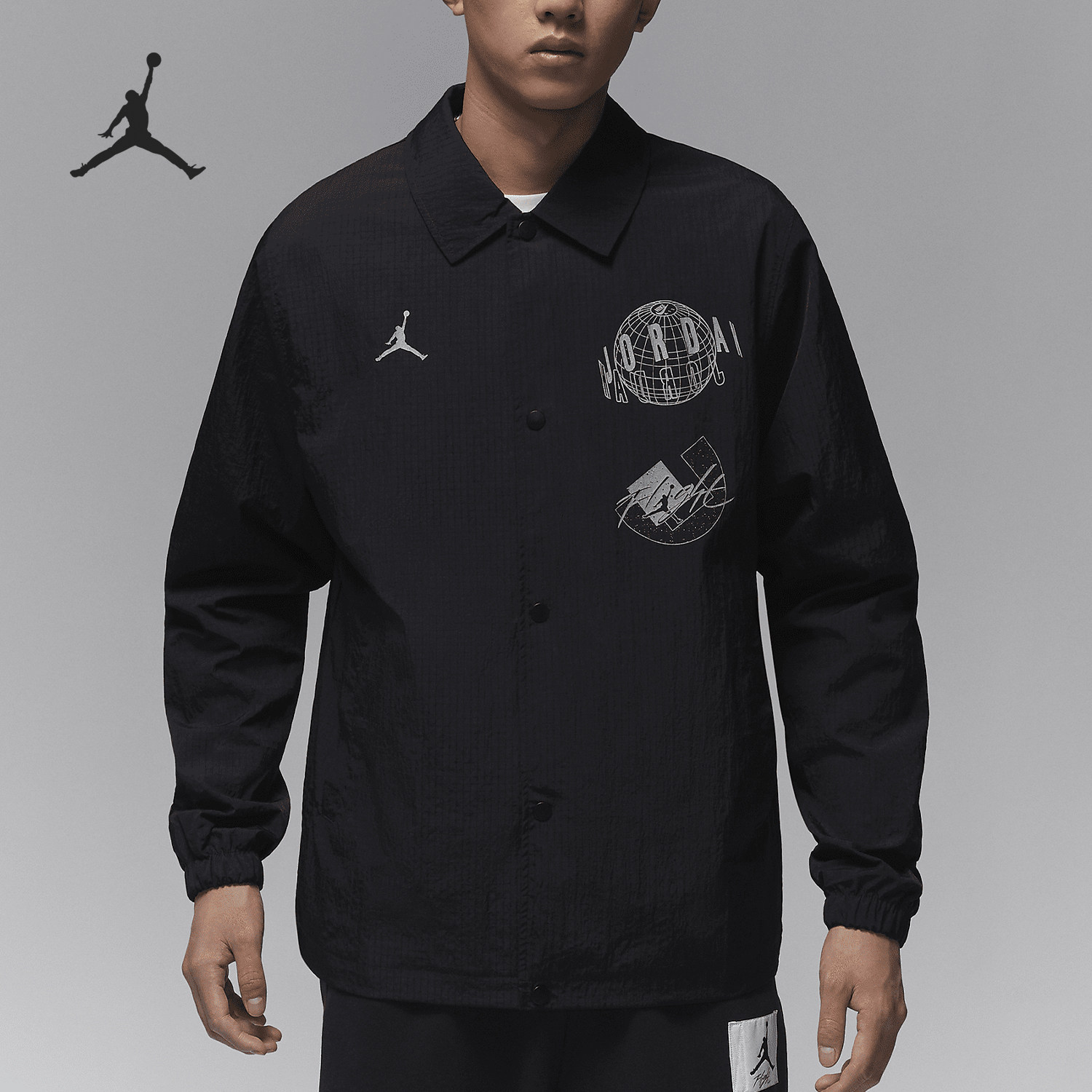 Nike/耐克正品Jordan 男士拒水印花运动教练夹克HJ3964-010