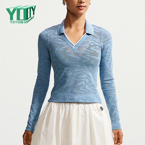 Nike/耐克正品女士运动休闲LOGO舒适翻领长袖T恤IM8390-486