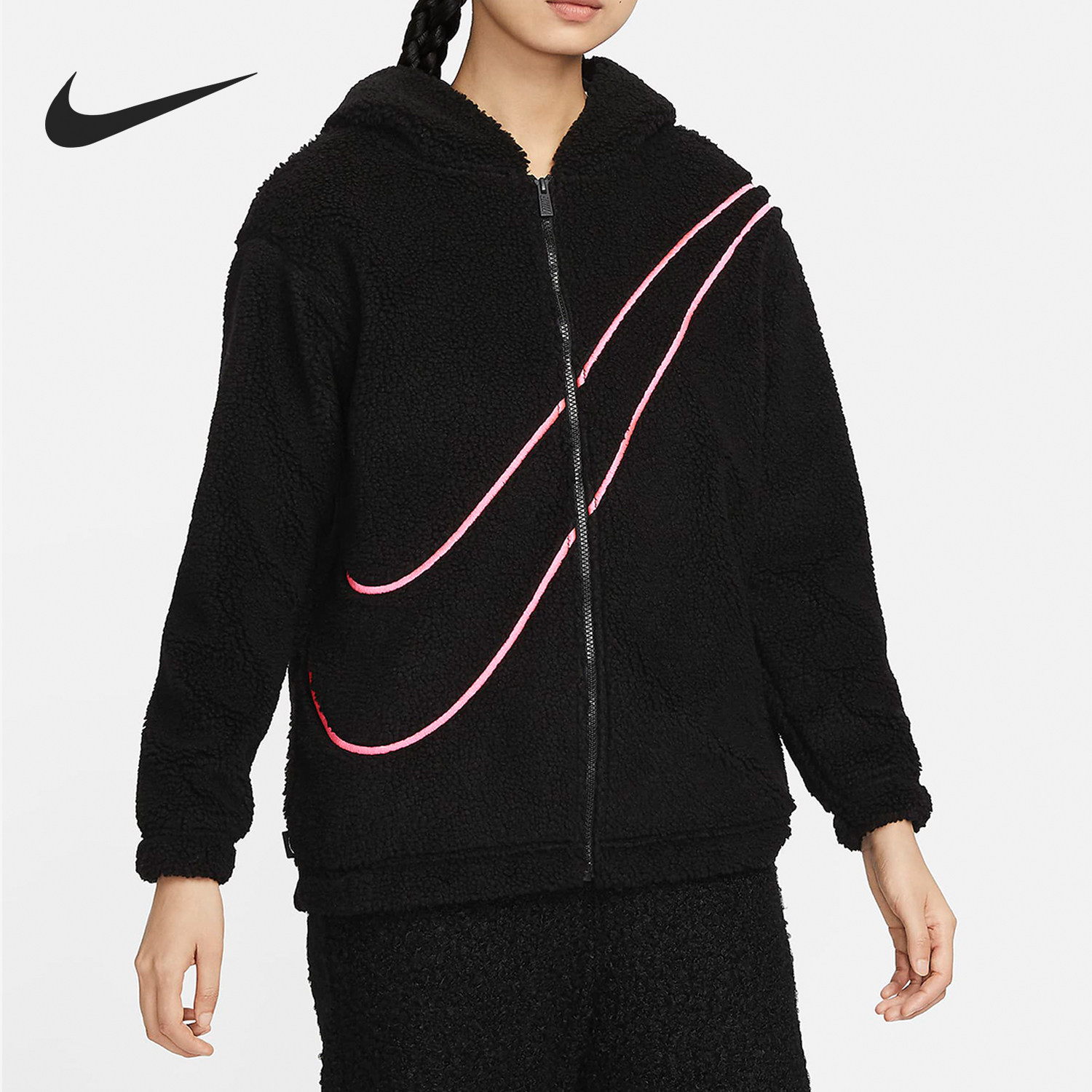 Nike/耐克正品24年新款女士仿羊羔绒休闲保暖外套FZ6536-010