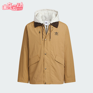 Adidas/阿迪达斯正品三叶草男士休闲连帽保暖二合一棉服KW1241