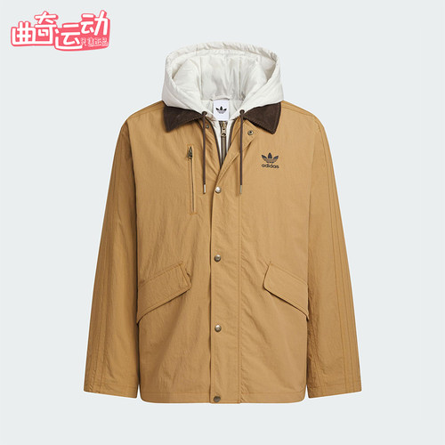 Adidas/阿迪达斯正品三叶草男士休闲连帽保暖二合一棉服KW1241