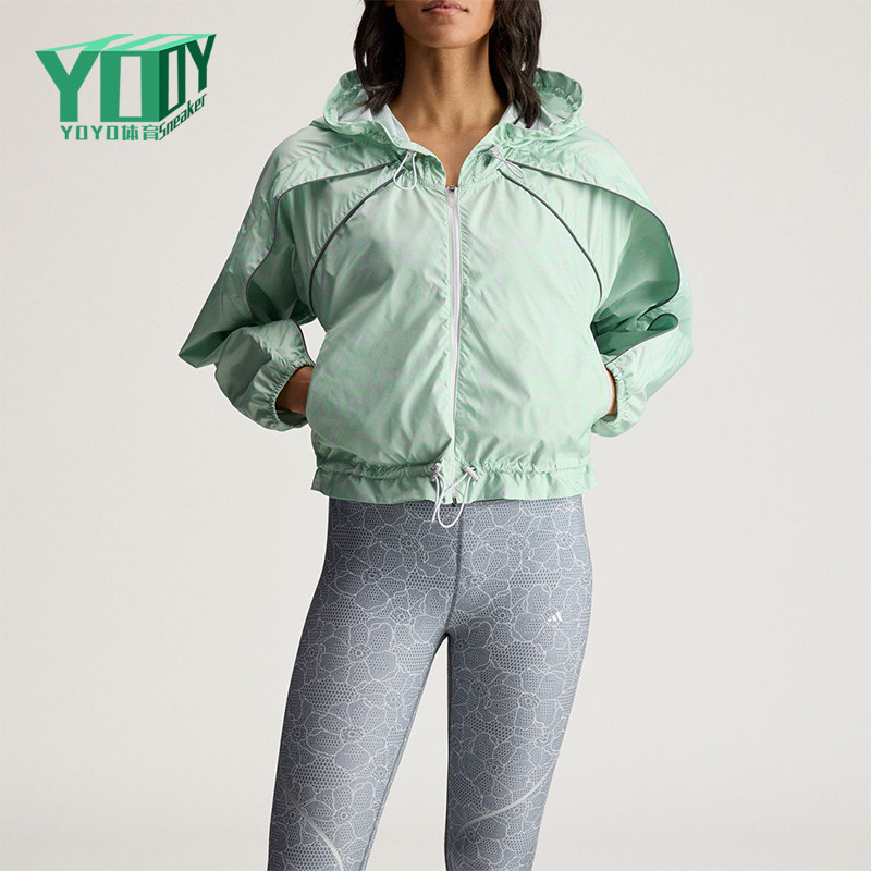 Adidas/阿迪达斯正品2026女士休闲印花收腰经典连帽外套JY8195
