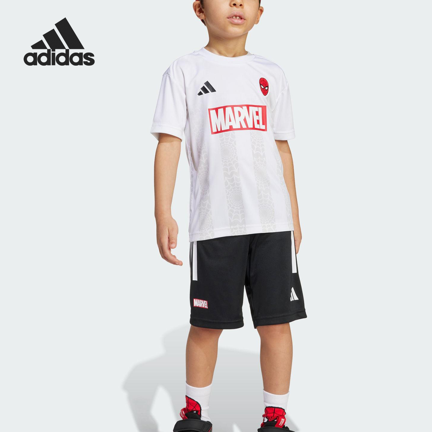 Adidas/阿迪达斯正品夏季小童休闲圆领短袖短裤套装JM0807