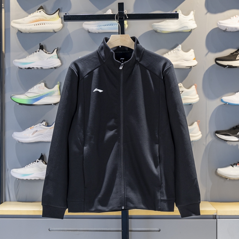 李宁正品2025新款男子运动休闲简约立领针织夹克外套AWDV301-1