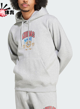 Adidas/阿迪达斯正品三叶草男士休闲针织宽松连帽日常卫衣IX6770