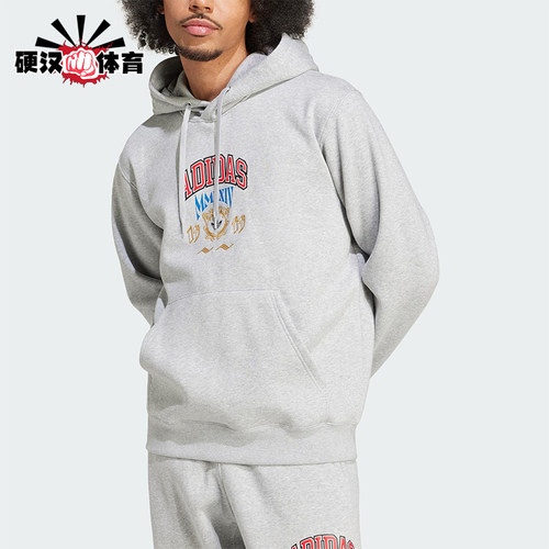Adidas/阿迪达斯正品三叶草男士休闲针织宽松连帽日常卫衣IX6770