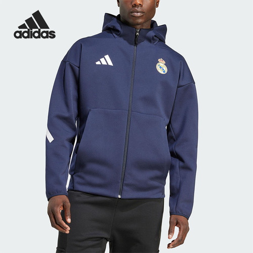 Adidas/阿迪达斯正品REAL ANTH JKT男士训练足球连帽外套KC3739