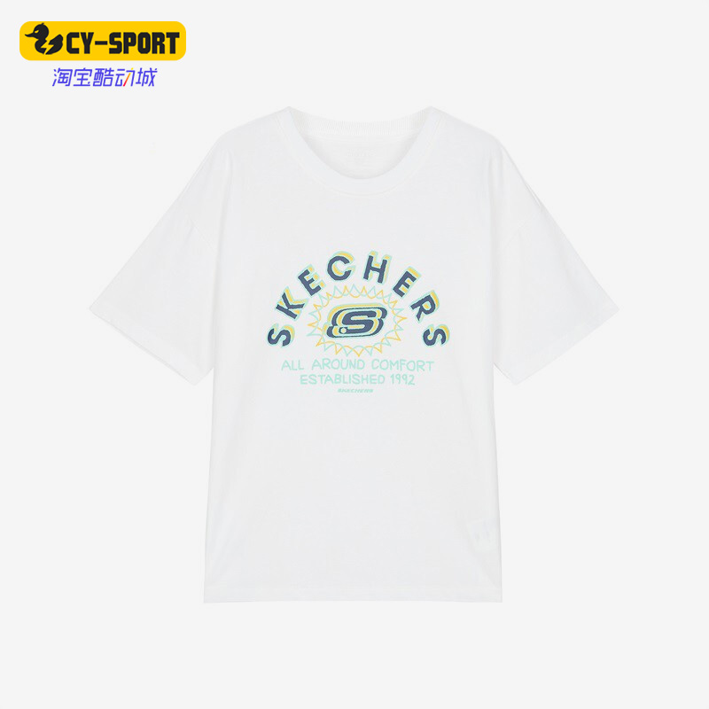 Skechers/斯凯奇正品时尚舒适休闲大童圆领运动短袖T恤 L222K064