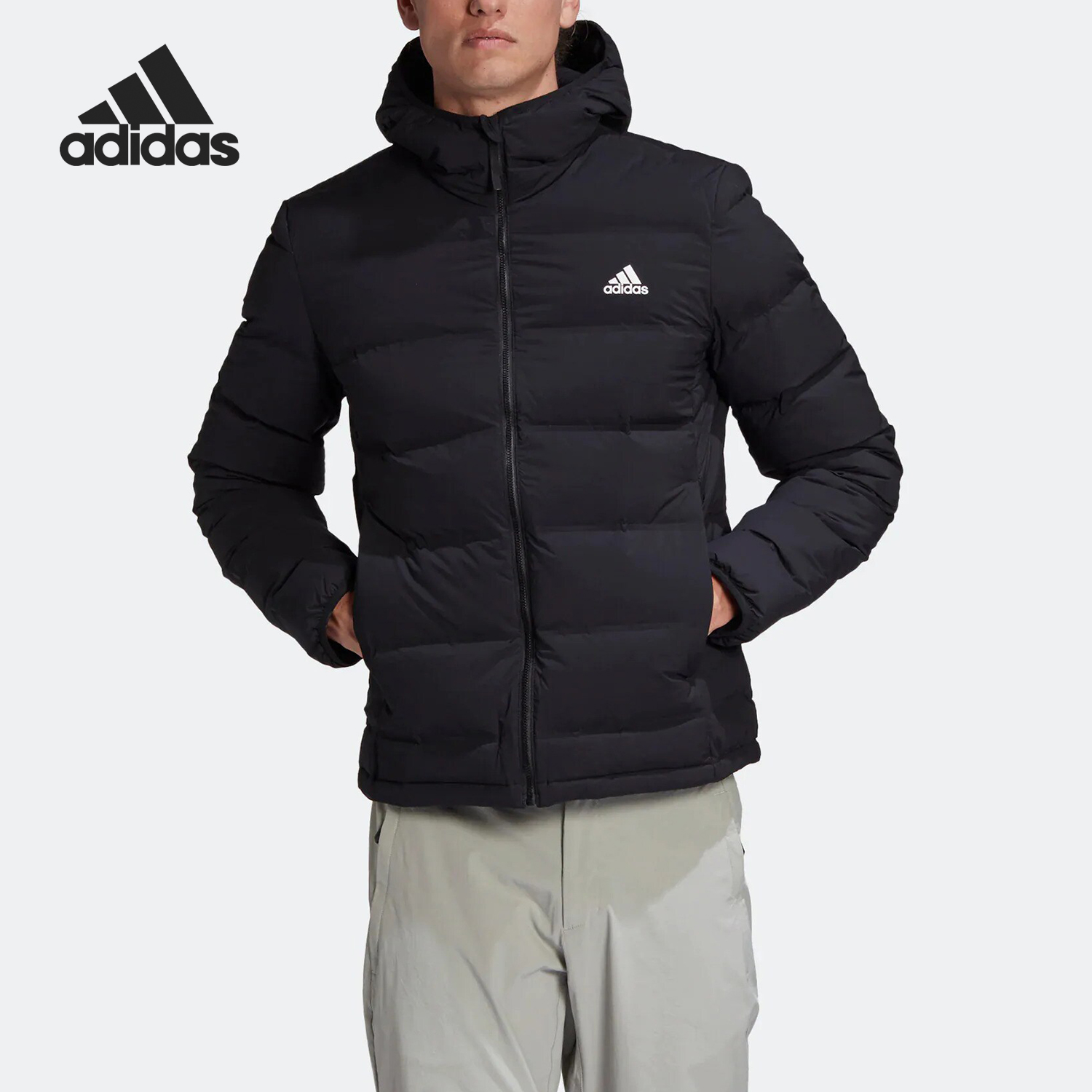 阿迪达斯男正品连帽羽绒服运动