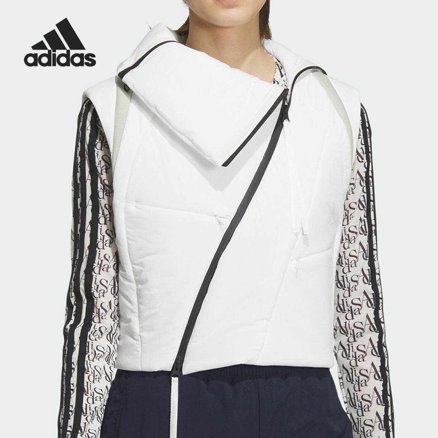 Adidas/阿迪达斯正品新款女士时尚拉链运动休闲棉马甲JM2443