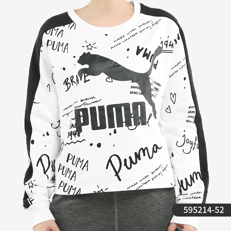 PUMA/彪马正品女子时尚运动休闲印花圆领套头衫卫衣 595214
