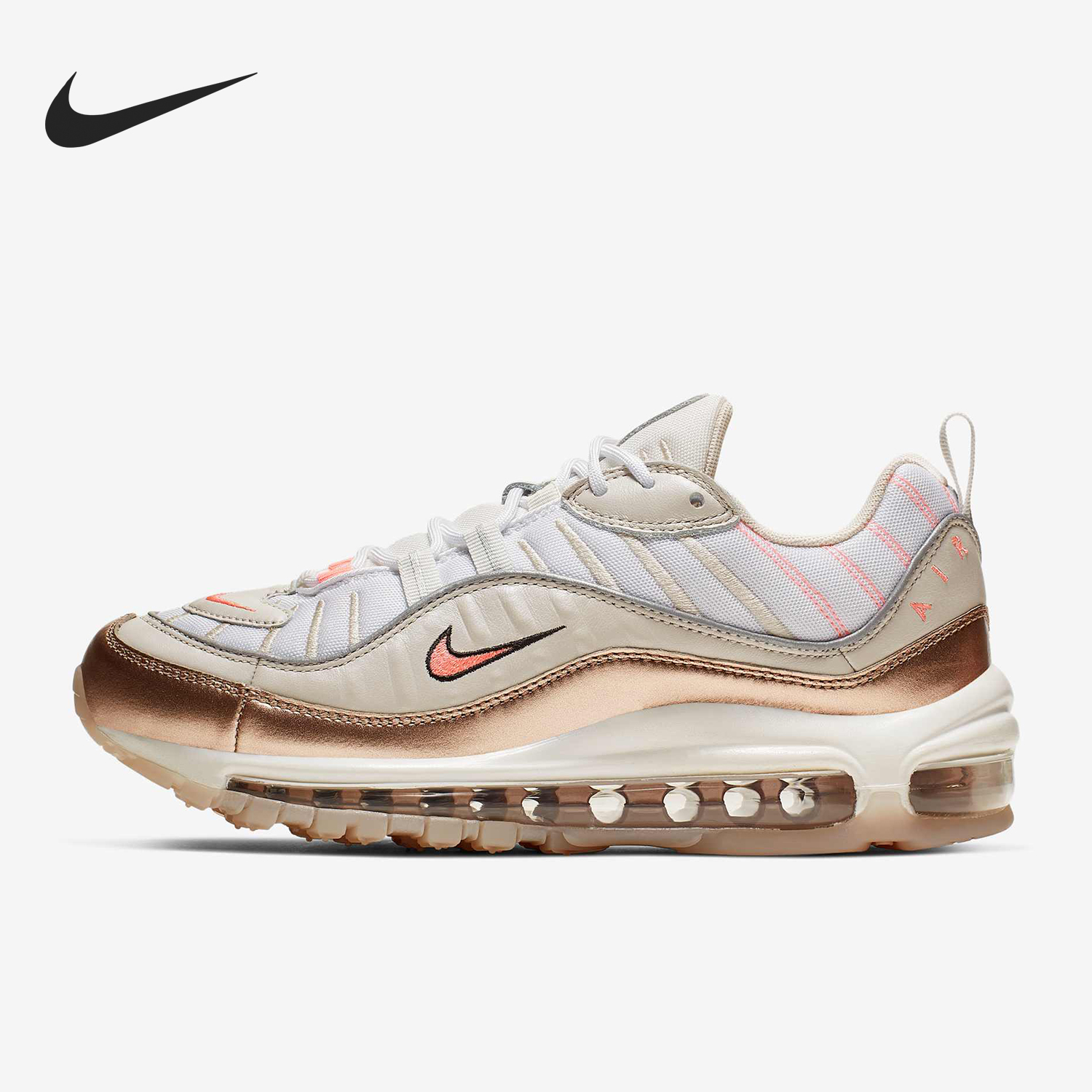Nike/耐克正品Air Max 98女士运动回弹系带防滑跑步鞋CI9907-100
