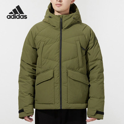 阿迪达斯男子户外保暖连帽羽绒服