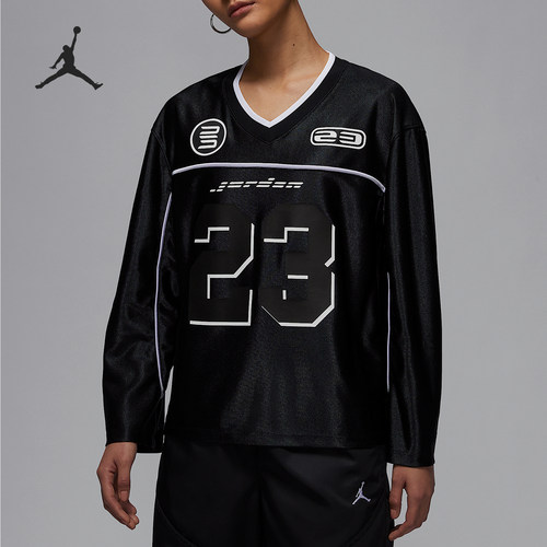Nike/耐克正品JORDAN女士运动休闲印花宽松V领T恤HF9460-010