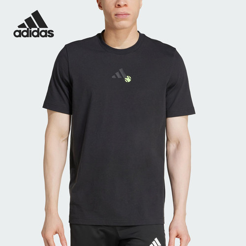 Adidas/阿迪达斯正品夏季男士运动休闲圆领印花短袖JJ1409