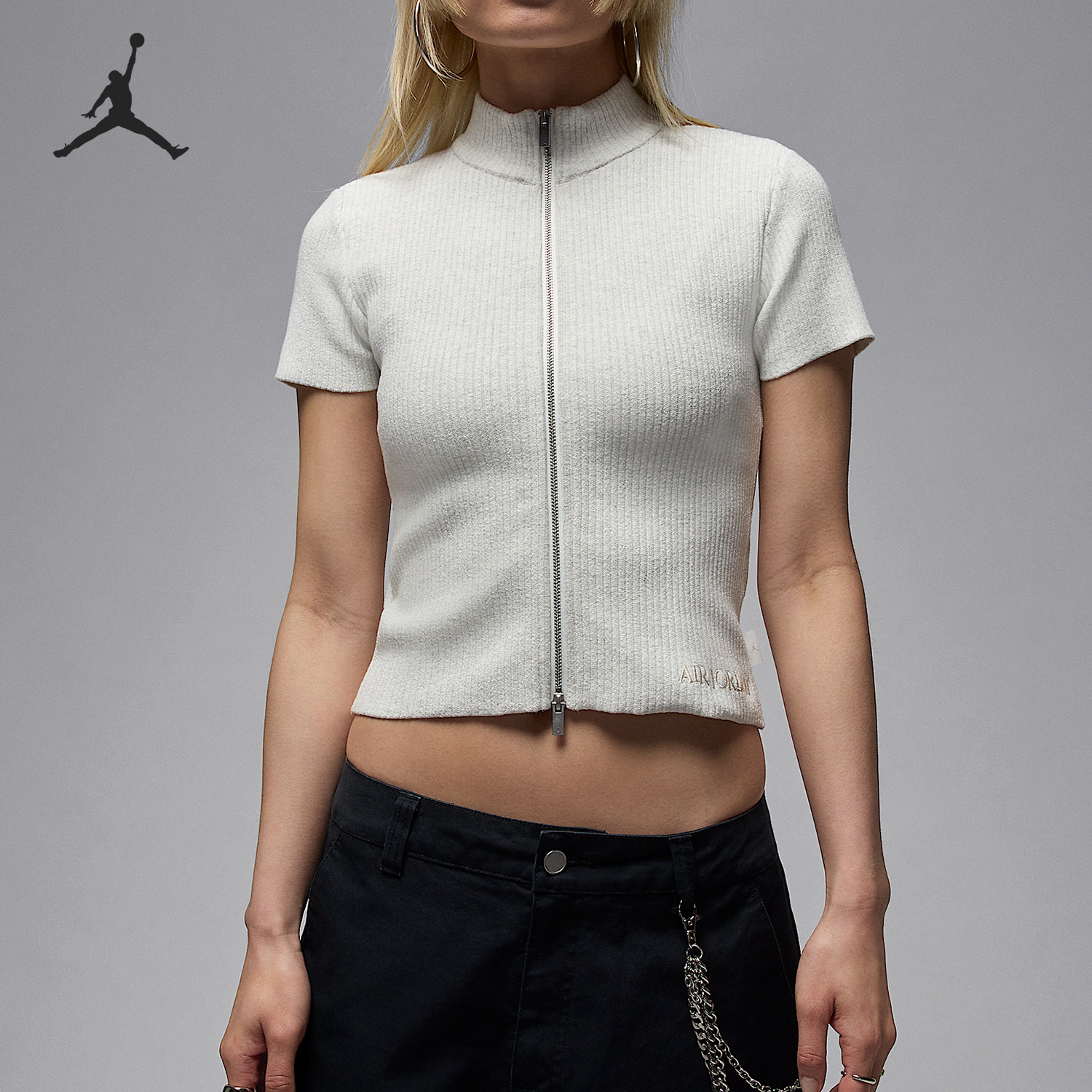 Nike/耐克正品夏季JORDAN女士拉链针织衫短袖T恤HF9439-133