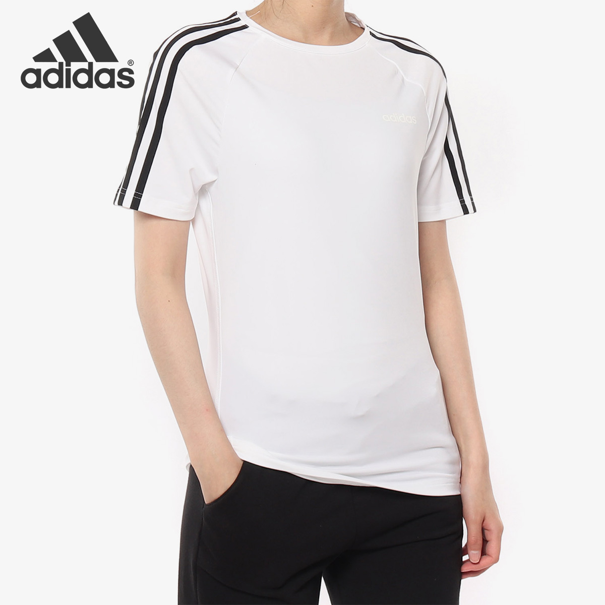 Adidas/阿迪达斯正品新款 女子D2M 3S TEE圆领短T恤 EH8723