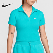 女士翻领短修身 2024新款 袖 POLO衫 345 Nike DV7885 耐克正品